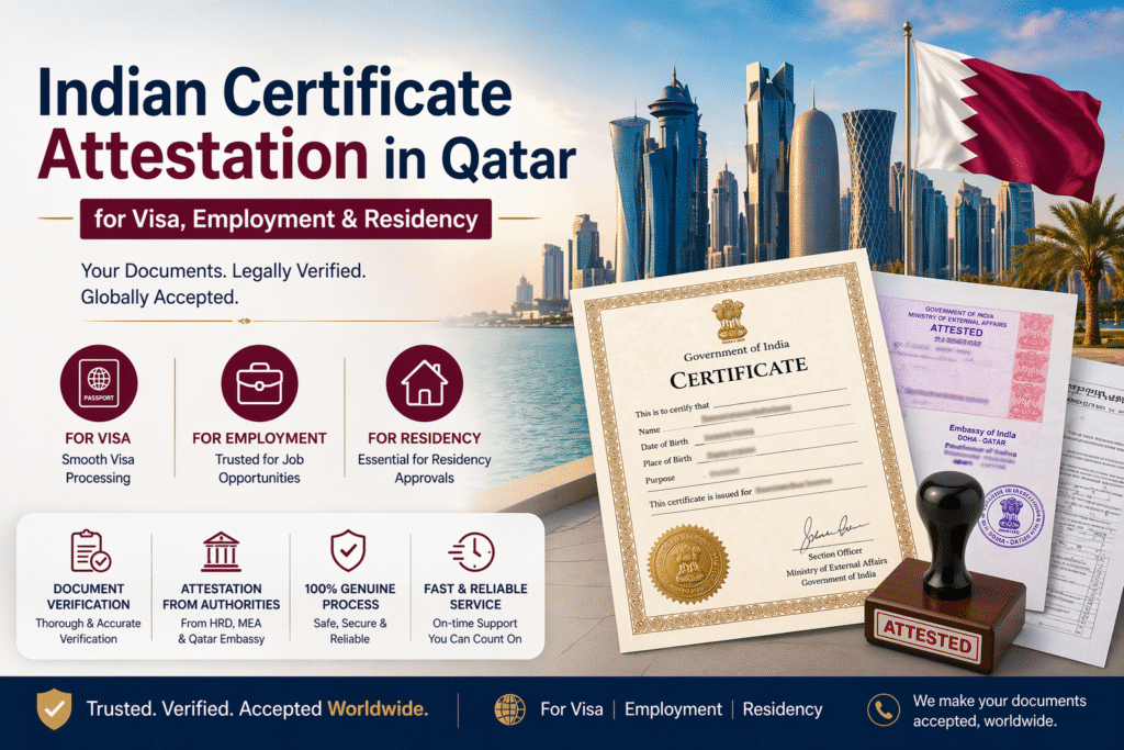 Indian certificate attestation in qatar for visa, employment & residency