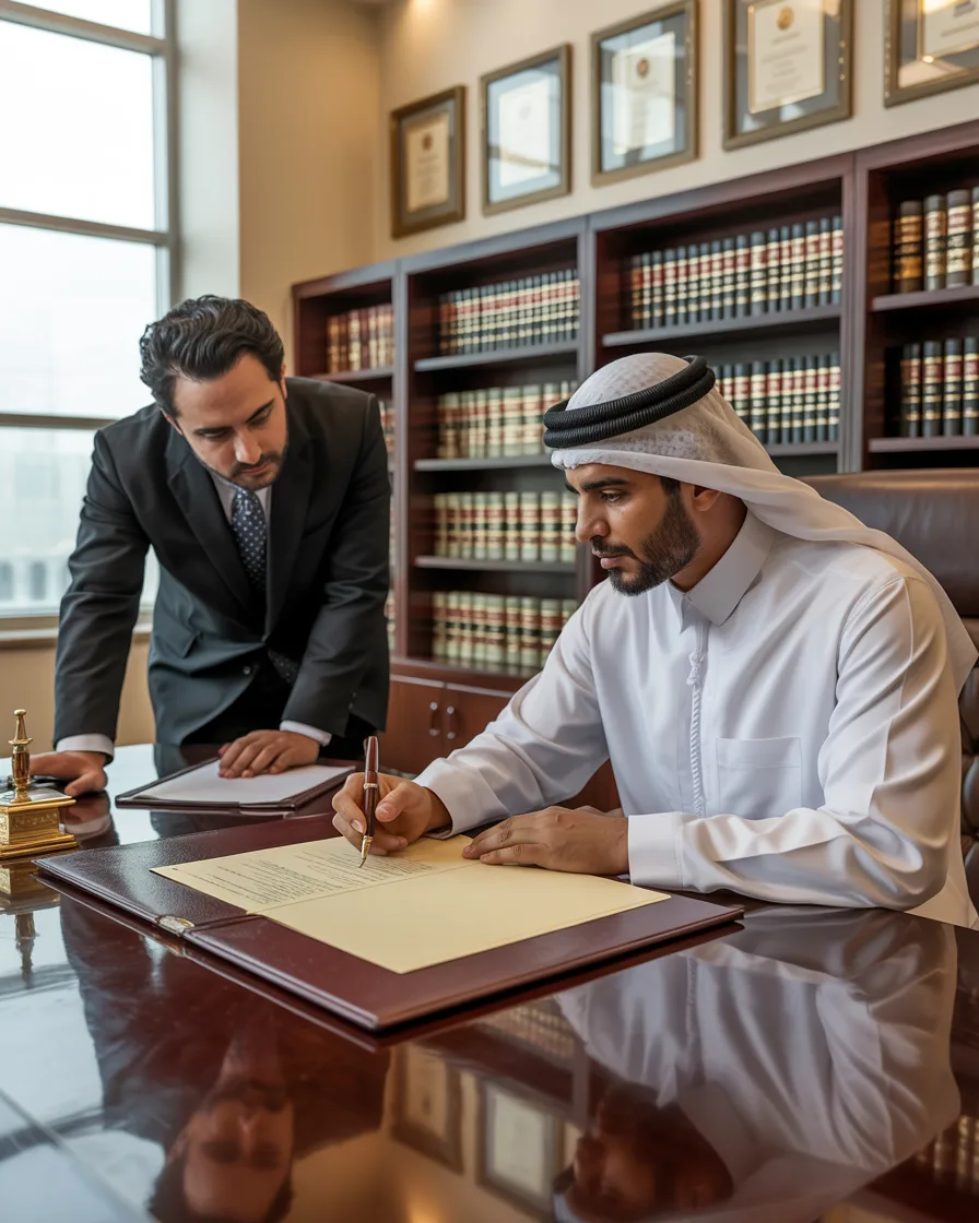 Lawyer witnessing statutory declaration document in qatar - professional legal support