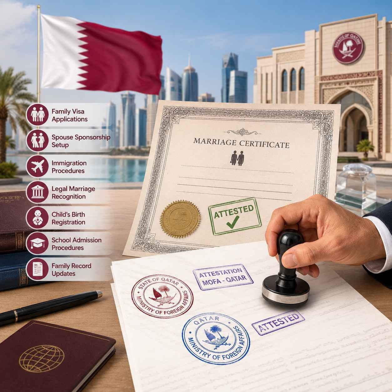 Professional marriage certificate attestation in Qatar