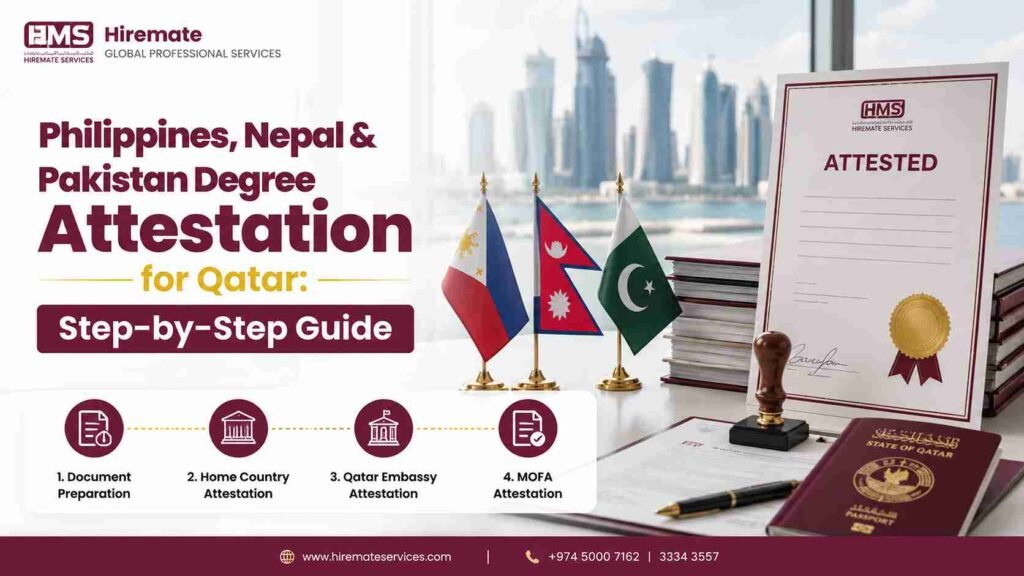 Philippines Nepal  Pakistan Degree Attestation for Qatar